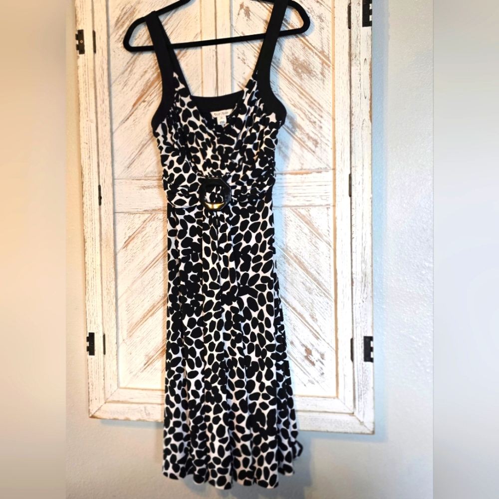 White House Black Market Black and White Scoop Neck Sundress